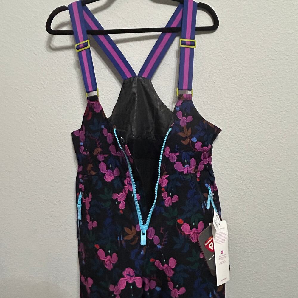 NEW Roxy x Rowley Insulated Snow Bib Ski Pants Floral Print Womens Med Après Ski - Picture 5 of 9